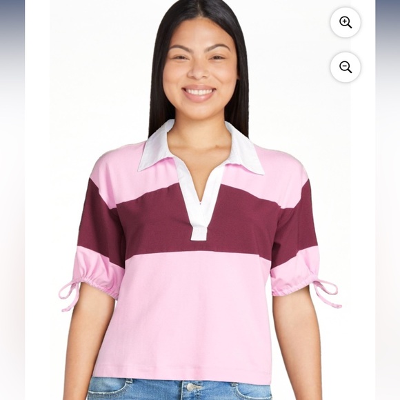 Free Assembly Women's Tie Sleeve Polo Top New with tags size Large  🤩 - Picture 4 of 9